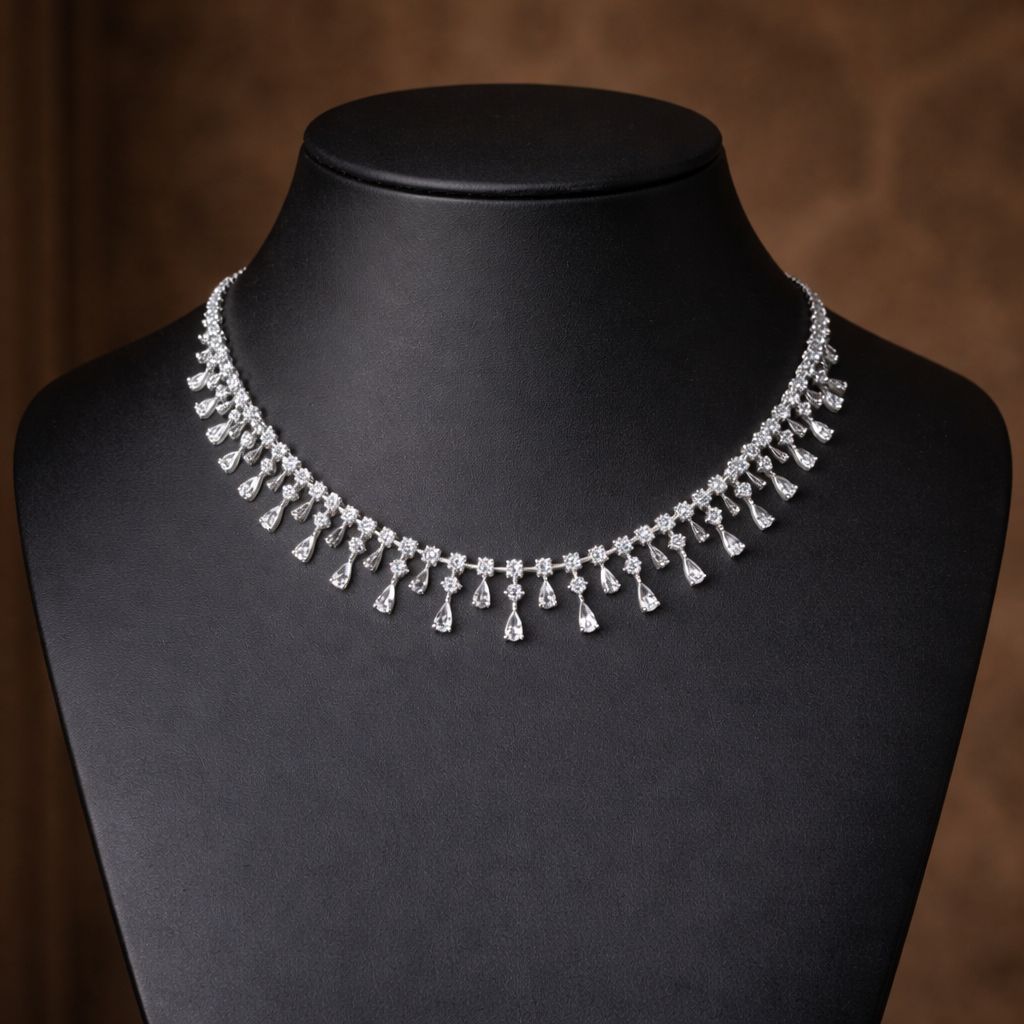 Crystal fountain necklace set