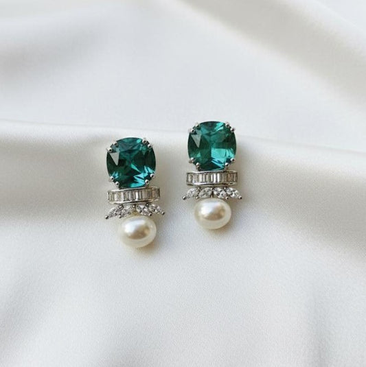 Green halo earrings