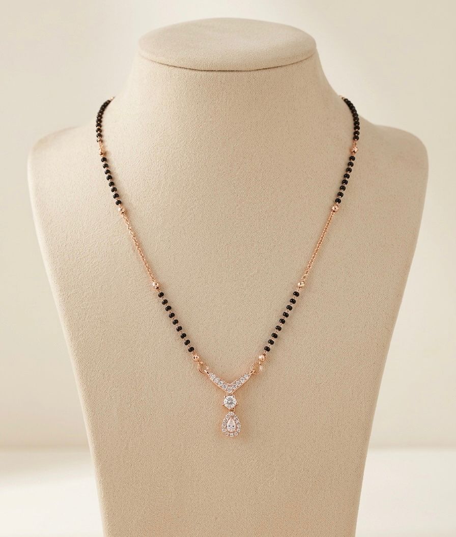 Rose gold Chevron drop mangalsutra