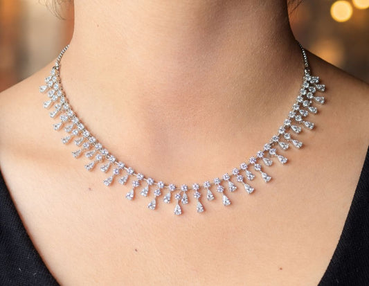 Crystal fountain necklace set