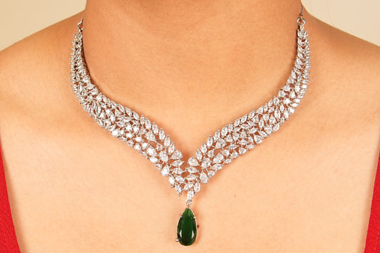 Emerald wing necklace set