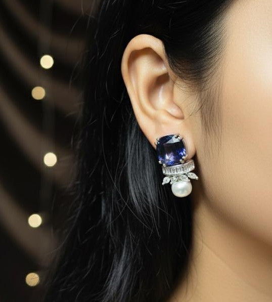 Purple halo earrings