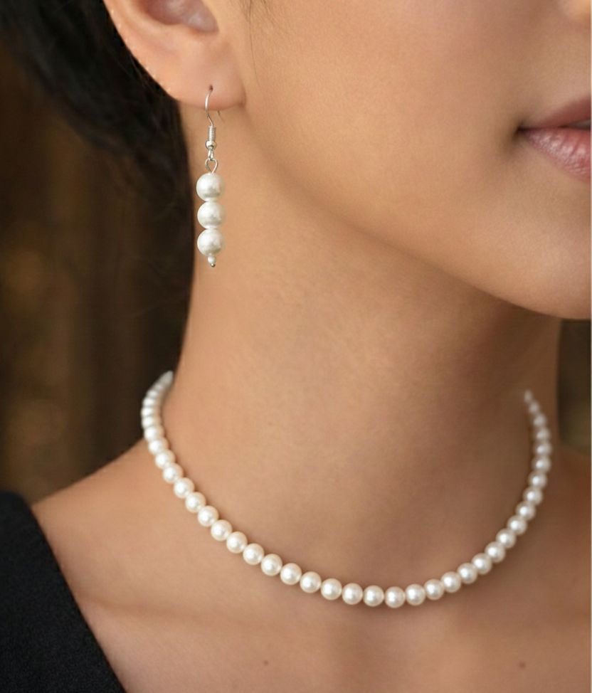 Signature shell pearl necklace set