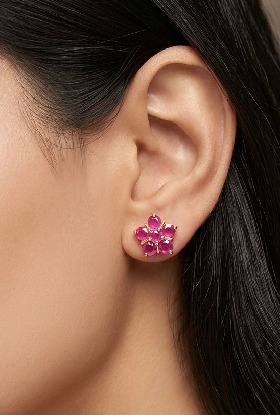 Ruby petal stud