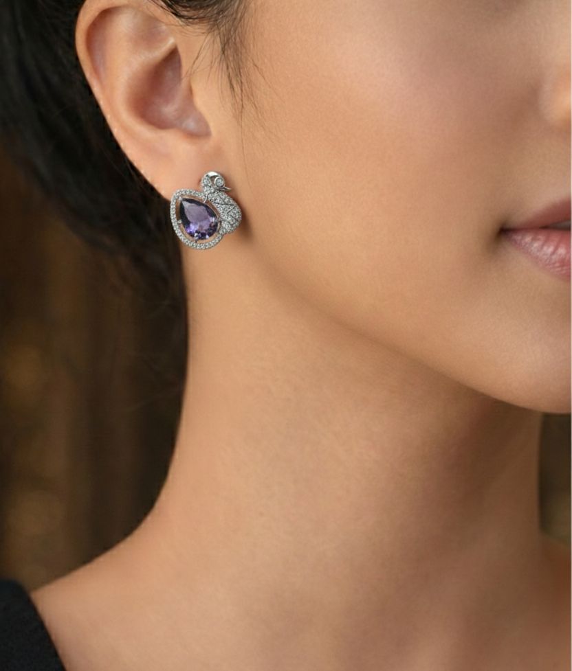 Purple Swan studs
