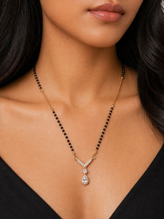 Rose gold Chevron drop mangalsutra